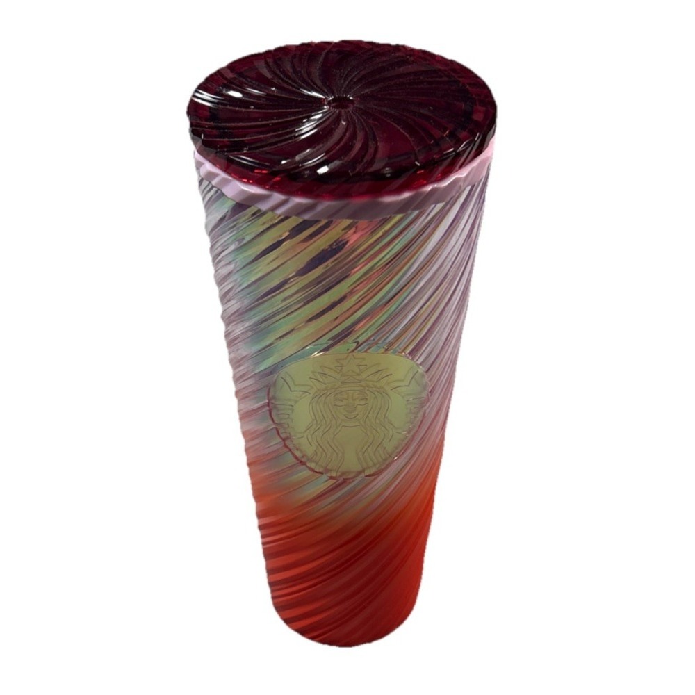 Starbucks Winter 2025 Sunrise Red Orange Pearl Ombre Swirl 24oz Without Straw
